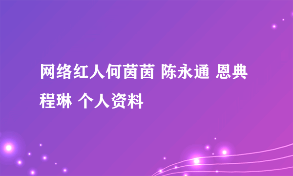 网络红人何茵茵 陈永通 恩典 程琳 个人资料