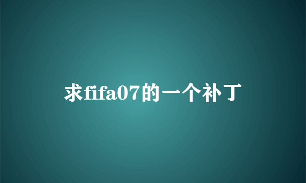 求fifa07的一个补丁