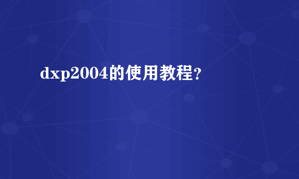 dxp2004的使用教程？