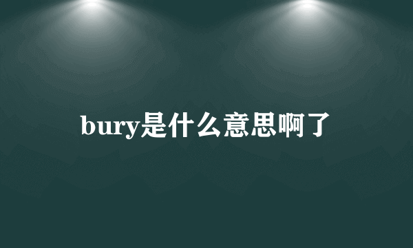 bury是什么意思啊了