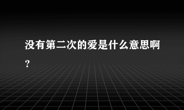 没有第二次的爱是什么意思啊？