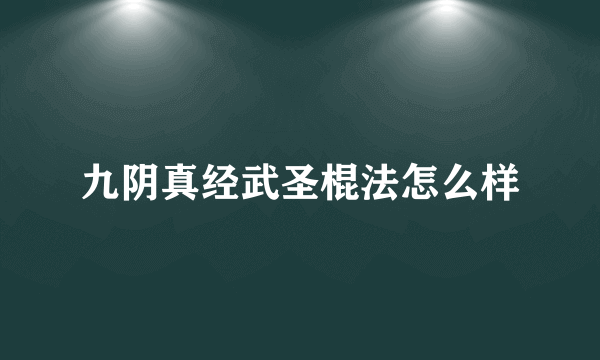 九阴真经武圣棍法怎么样