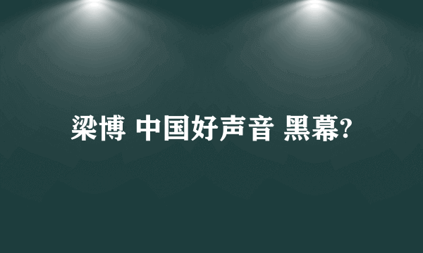 梁博 中国好声音 黑幕?