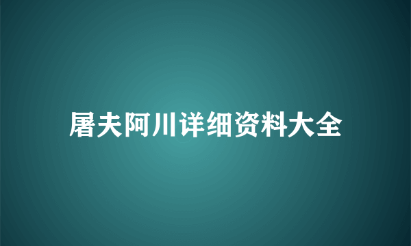 屠夫阿川详细资料大全