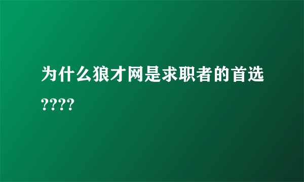 为什么狼才网是求职者的首选????