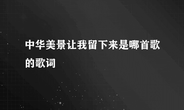 中华美景让我留下来是哪首歌的歌词