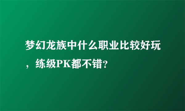 梦幻龙族中什么职业比较好玩，练级PK都不错？