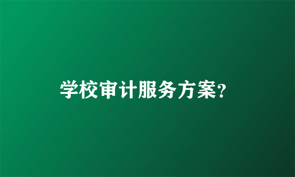 学校审计服务方案？