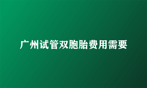 广州试管双胞胎费用需要