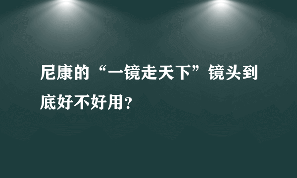 尼康的“一镜走天下”镜头到底好不好用？