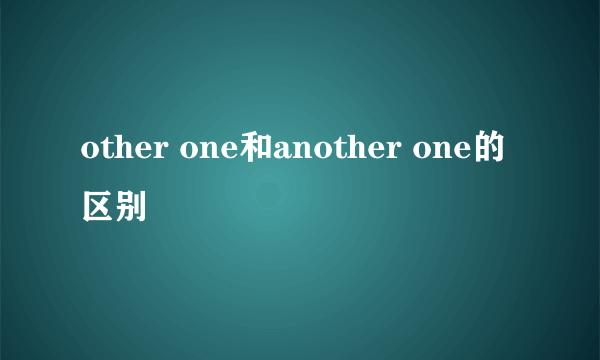 other one和another one的区别