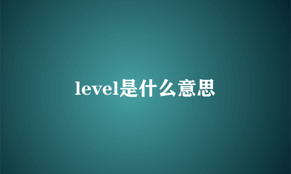 level是什么意思