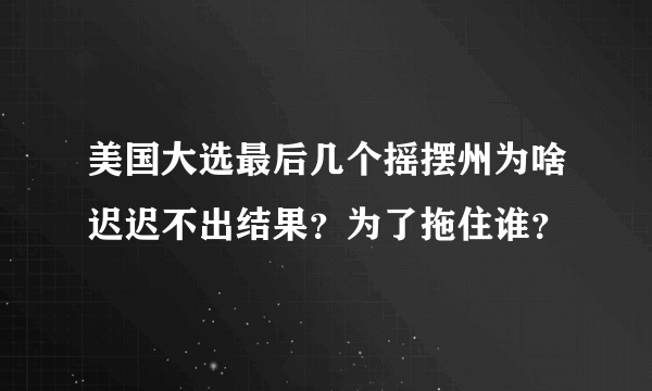 美国大选最后几个摇摆州为啥迟迟不出结果？为了拖住谁？