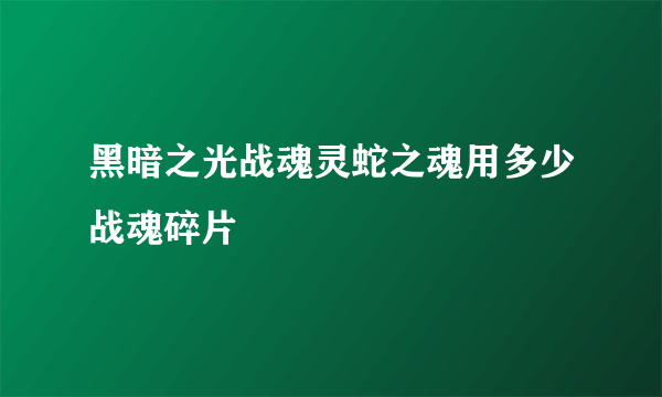 黑暗之光战魂灵蛇之魂用多少战魂碎片