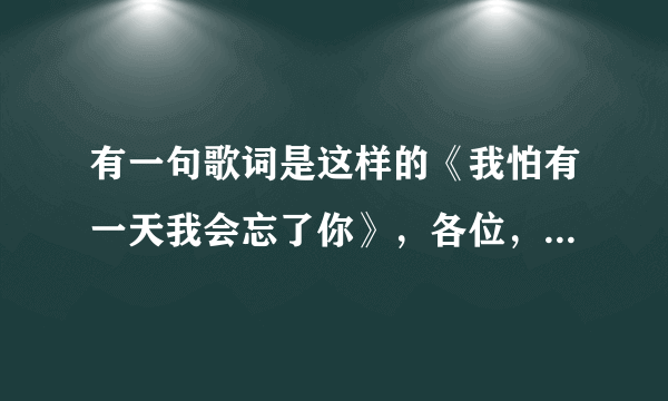 有一句歌词是这样的《我怕有一天我会忘了你》，各位，帮帮忙，谁知道是什么歌？