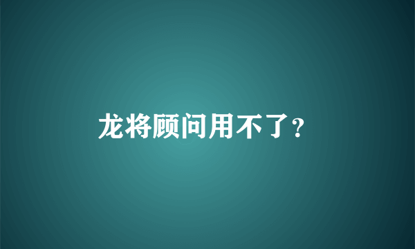 龙将顾问用不了？