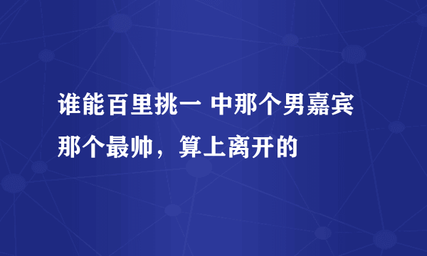 谁能百里挑一 中那个男嘉宾那个最帅，算上离开的