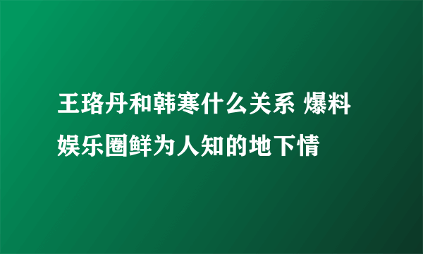 王珞丹和韩寒什么关系 爆料娱乐圈鲜为人知的地下情