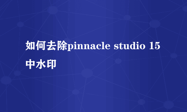 如何去除pinnacle studio 15中水印