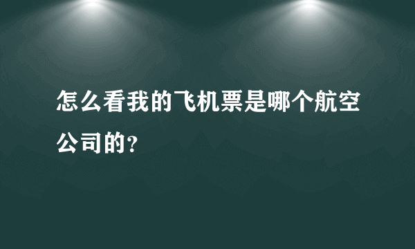 怎么看我的飞机票是哪个航空公司的？