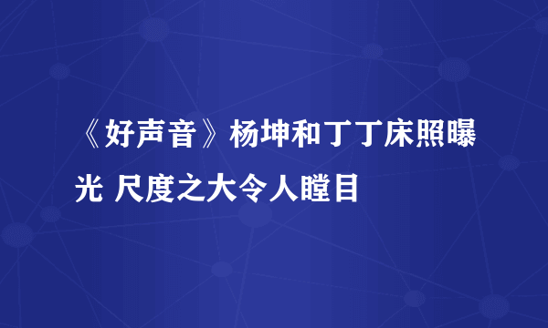 《好声音》杨坤和丁丁床照曝光 尺度之大令人瞠目