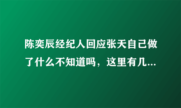 陈奕辰经纪人回应张天自己做了什么不知道吗，这里有几个意思？