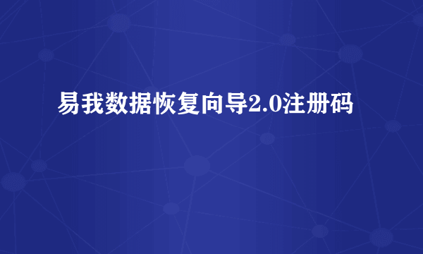 易我数据恢复向导2.0注册码