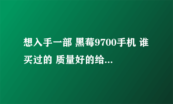 想入手一部 黑莓9700手机 谁买过的 质量好的给我推荐一间网店吧 谢谢!