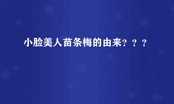 小脸美人苗条梅的由来？？？