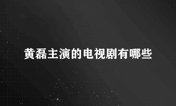 黄磊主演的电视剧有哪些