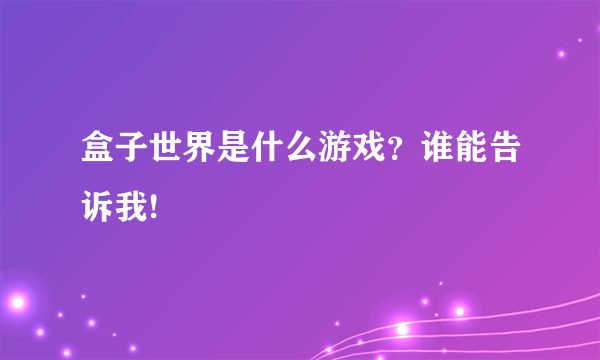 盒子世界是什么游戏？谁能告诉我!