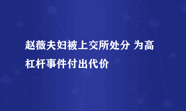 赵薇夫妇被上交所处分 为高杠杆事件付出代价