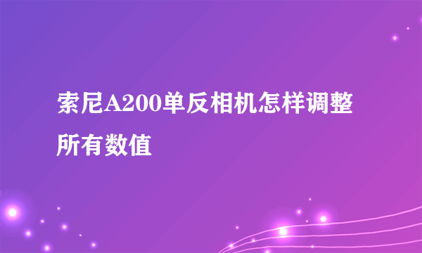 索尼A200单反相机怎样调整所有数值