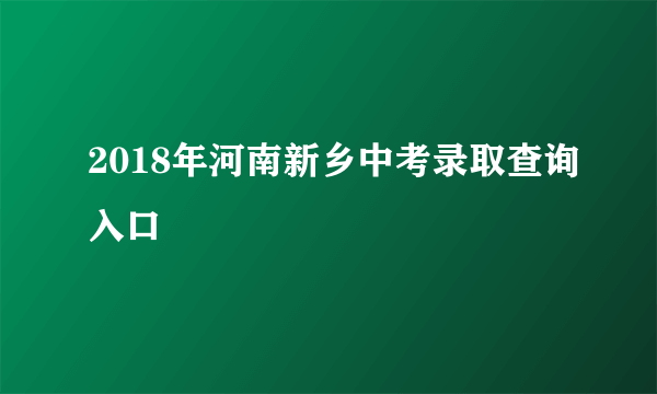 2018年河南新乡中考录取查询入口