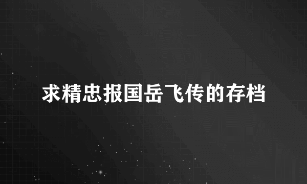 求精忠报国岳飞传的存档