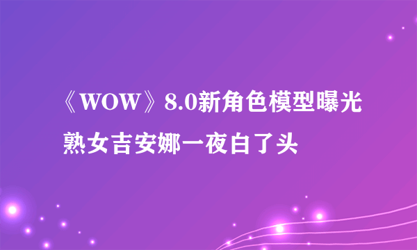 《WOW》8.0新角色模型曝光 熟女吉安娜一夜白了头