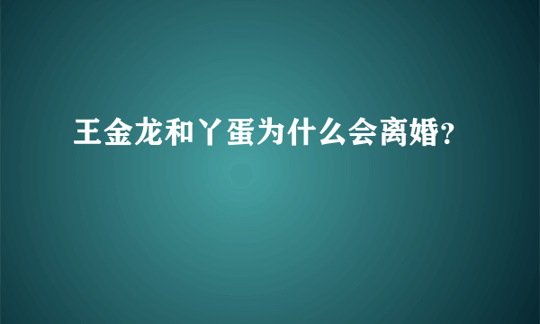 王金龙和丫蛋为什么会离婚？