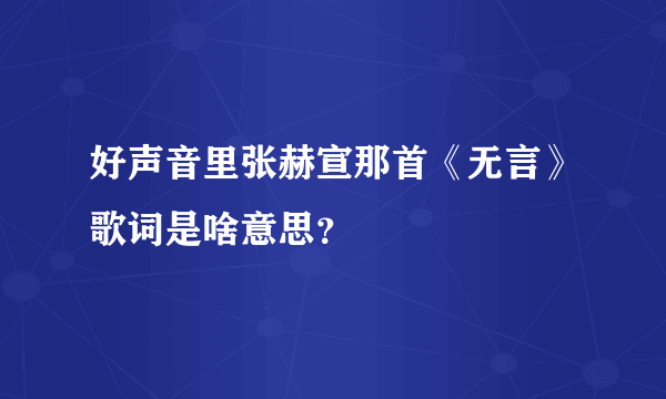 好声音里张赫宣那首《无言》歌词是啥意思？