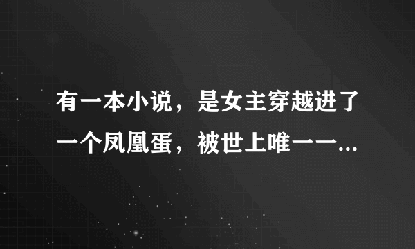 有一本小说，是女主穿越进了一个凤凰蛋，被世上唯一一只公凤凰捡到，当女儿养的故事，亲们有谁知道