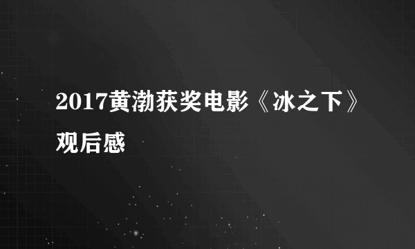 2017黄渤获奖电影《冰之下》观后感