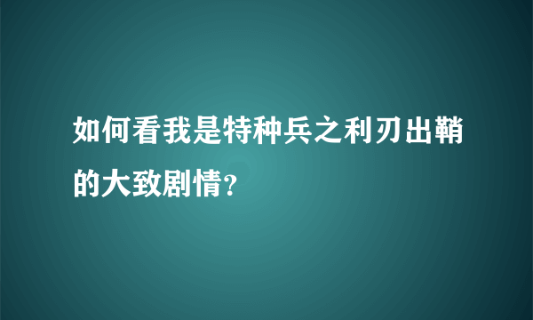 如何看我是特种兵之利刃出鞘的大致剧情？