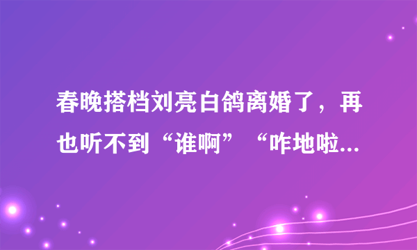 春晚搭档刘亮白鸽离婚了，再也听不到“谁啊”“咋地啦”了吗？