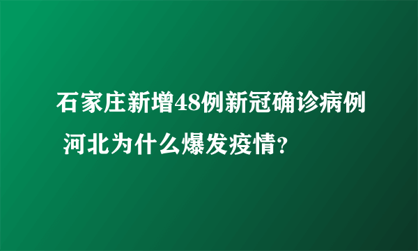 石家庄新增48例新冠确诊病例 河北为什么爆发疫情？