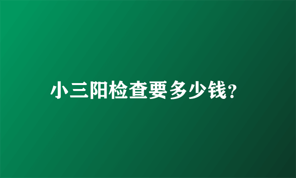 小三阳检查要多少钱？