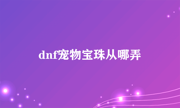 dnf宠物宝珠从哪弄