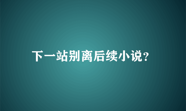 下一站别离后续小说？