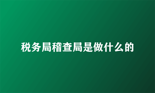 税务局稽查局是做什么的