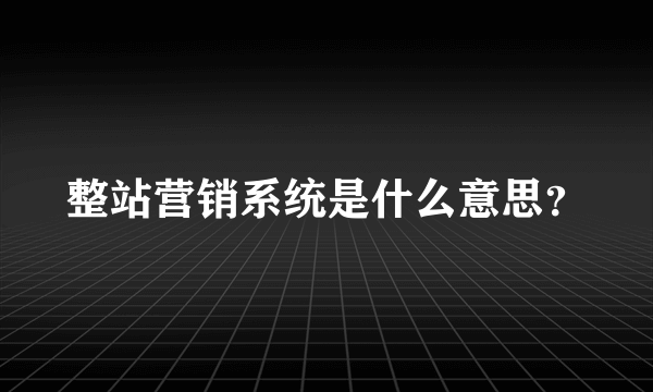 整站营销系统是什么意思？