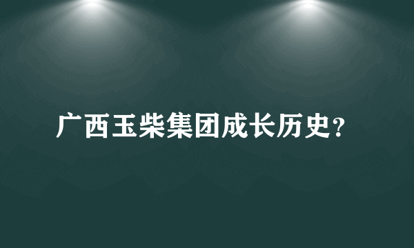 广西玉柴集团成长历史？