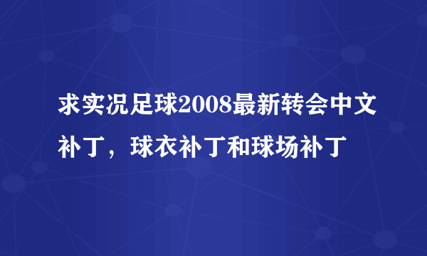 求实况足球2008最新转会中文补丁，球衣补丁和球场补丁